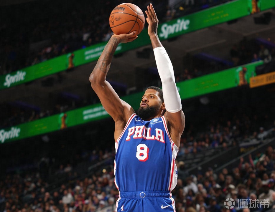 乔治今日命中9记三分，追平76人队史纪录
